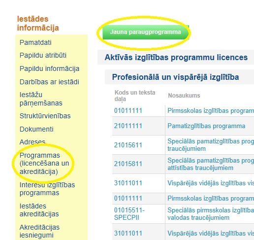 Paraugprogrammu licencēšanai izglītības iestādes var pašas ievadīt informāciju VIIS