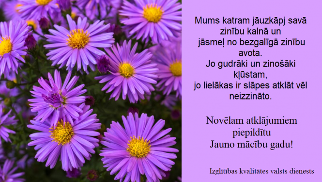 Izglītības kvalitātes valsts dienests sveic Zinību dienā