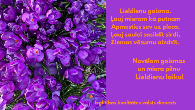 Violeti ziedi, Izglītības kvailtātes valsts dienests novēl gaismas un miera pilnu Lieldienu laiku!