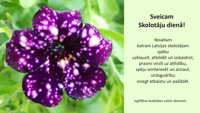 Izglītības kvalitātes valsts dienests sveic Skolotāju dienā