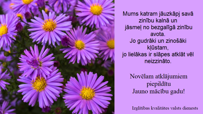 Izglītības kvalitātes valsts dienests sveic Zinību dienā